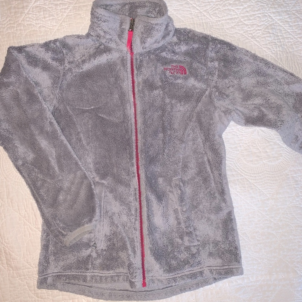 North face gray/fuchsia girls jacket medium 10-12